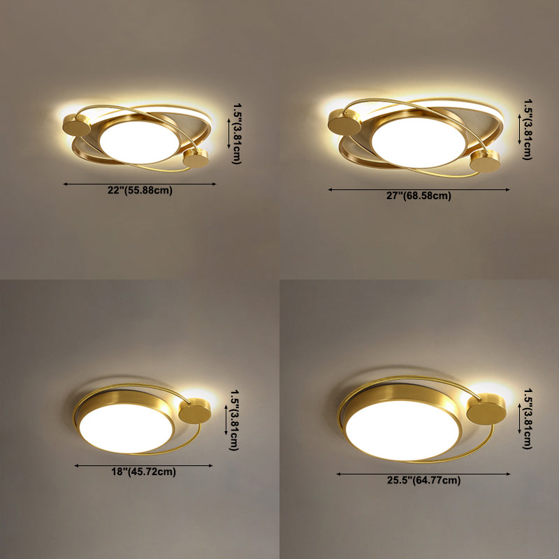 Geometry Shape LED Ceiling Lamp Modern Copper Flush Mount for Balcony