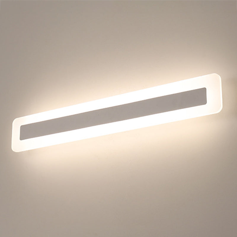 Linear Shape Metal Wall Sconce Modern Style 1-Light Mirror Wall Mount Lighting in White