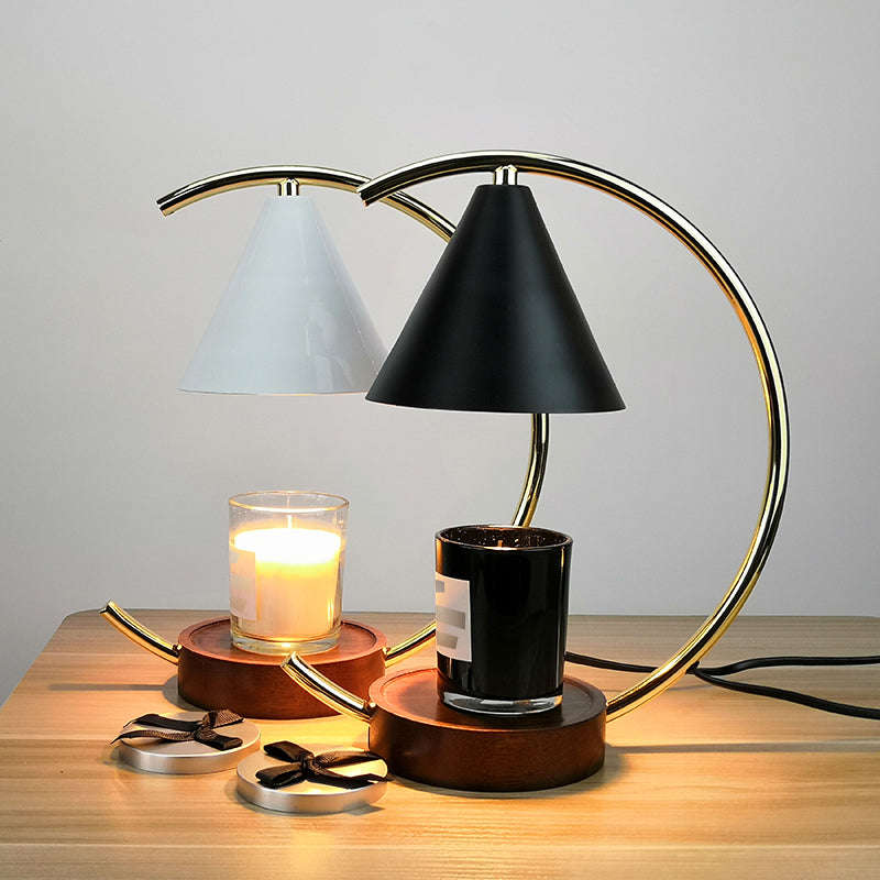 Nordic Style Iron Table Lamp Arc Shape Desk Light for Bedroom (Candle Not Included)