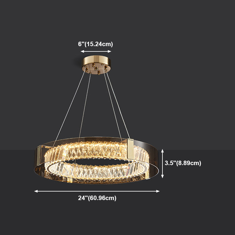 Postmodern Style Circle Chandelier Crystal Gold LED Chandelier Pendant for Dining Room