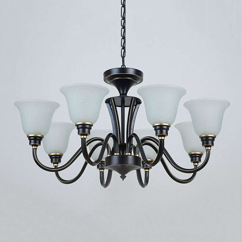 Modern Pendent Light Glass Chandeliers in Black and Gold for Dining Room