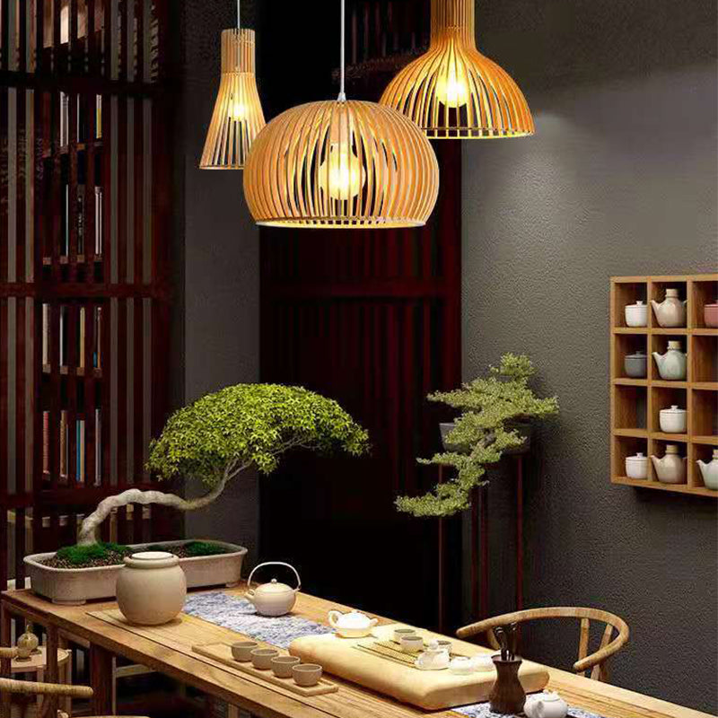 Wooden Hanging Light Modern Household Pendent Lighting Fixture for Sitting Room