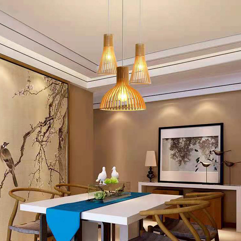 Wooden Hanging Light Modern Household Pendent Lighting Fixture for Sitting Room