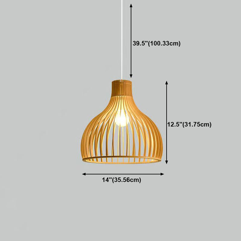 Wooden Hanging Light Modern Household Pendent Lighting Fixture for Sitting Room