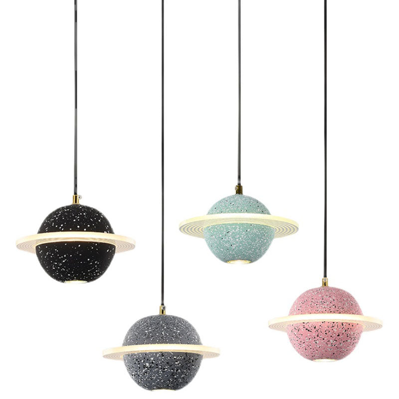 Contemporary Style Ball Pendant Lamp Stone Multi Lights Hanging Pendant Light