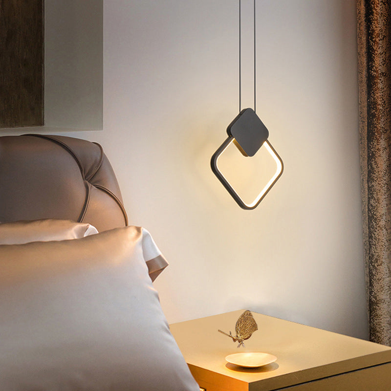 Nordic Style Metal Ceiling Lamp Geometry LED Pendant Light with Acrylic Shade for bedroom