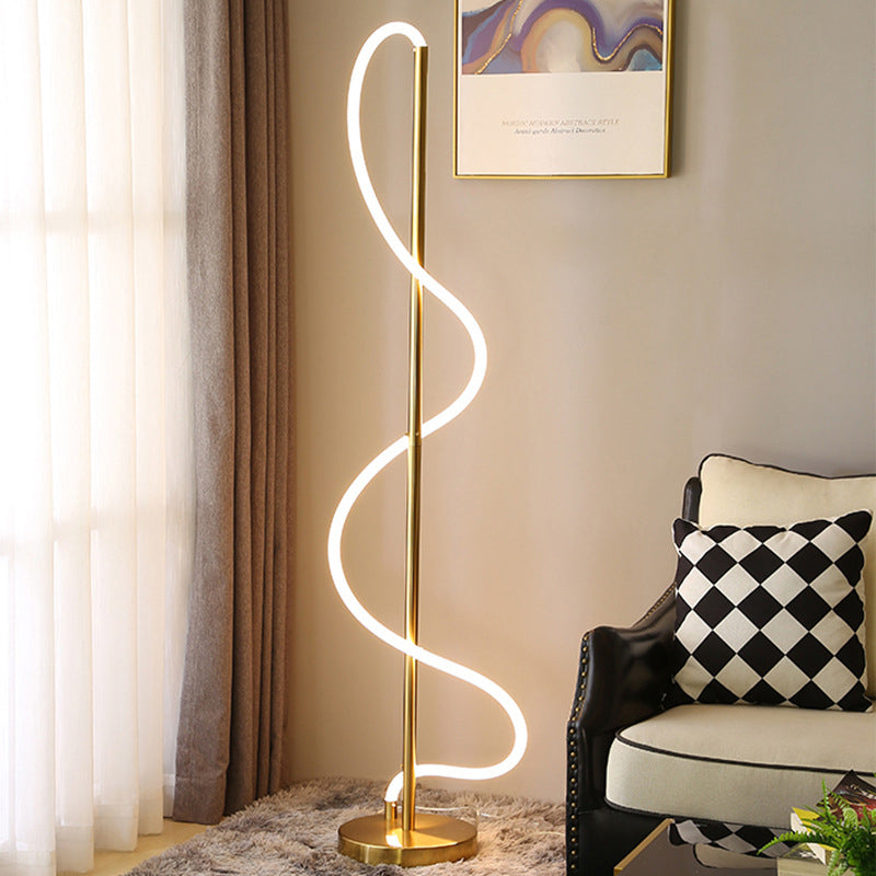 Modern Style Linear Shape Floor Lamp Metal 1 Light Floor Lighting for Living Room