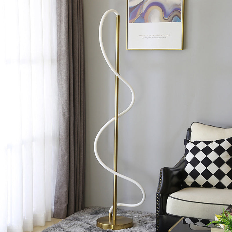 Modern Style Linear Shape Floor Lamp Metal 1 Light Floor Lighting for Living Room