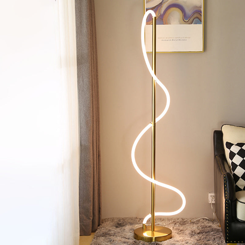 Modern Style Linear Shape Floor Lamp Metal 1 Light Floor Lighting for Living Room