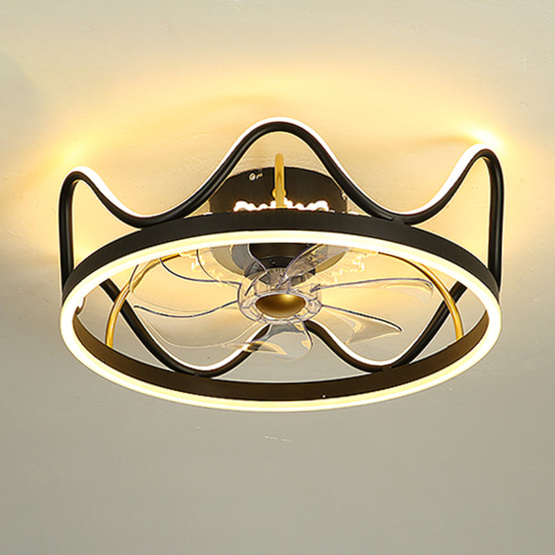 Metal Fan Ceiling Lights Modern Style 2 Lights Flush Mount Lamp for Kids' Room