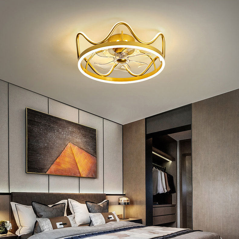 Metal Fan Ceiling Lights Modern Style 2 Lights Flush Mount Lamp for Kids' Room