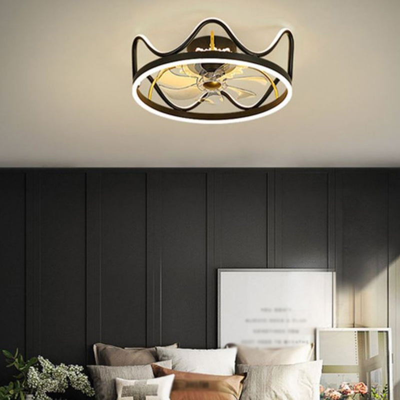 Metal Fan Ceiling Lights Modern Style 2 Lights Flush Mount Lamp for Kids' Room