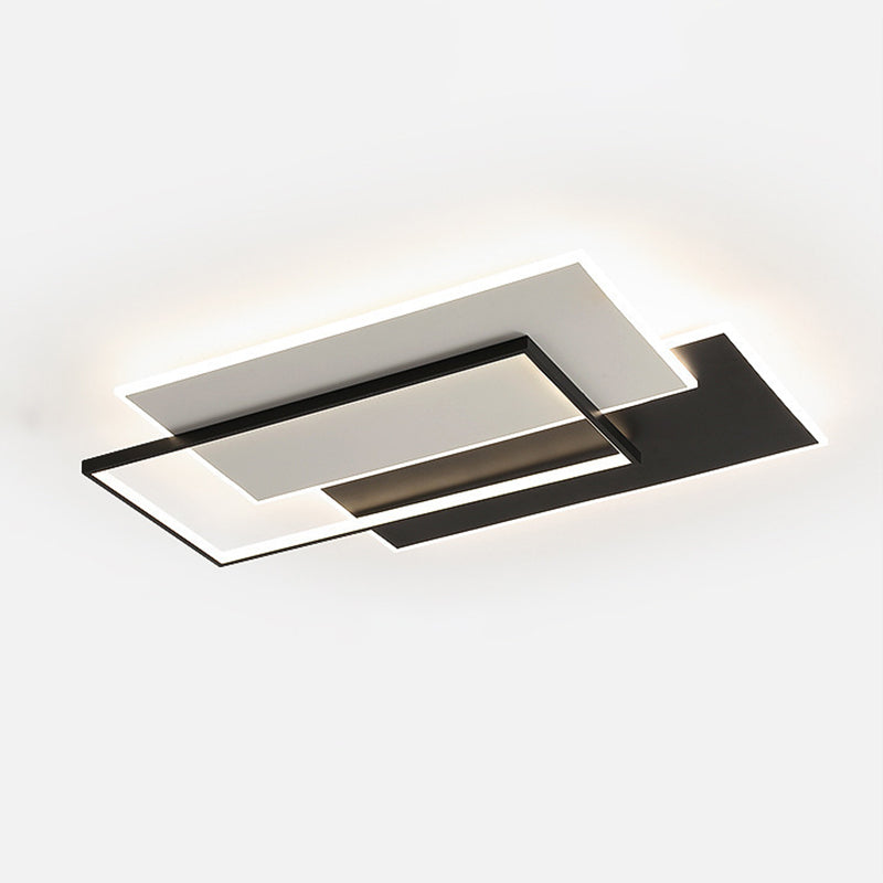 Modern Style Geometry Ceiling Lights Metal 3 Light Ceiling Lamps for Bedroom in Black