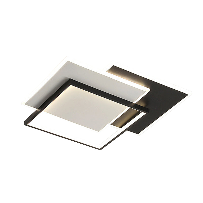 Modern Style Geometry Ceiling Lights Metal 3 Light Ceiling Lamps for Bedroom in Black