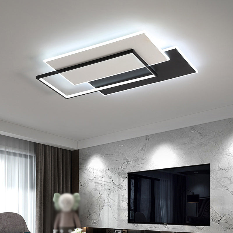 Modern Style Geometry Ceiling Lights Metal 3 Light Ceiling Lamps for Bedroom in Black