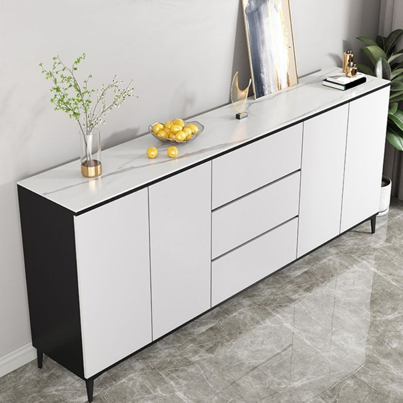 Modern Marble Sideboard Table 2-Drawer 80-inch Sideboard in White