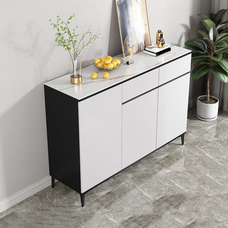 Modern Marble Sideboard Table 2-Drawer 80-inch Sideboard in White