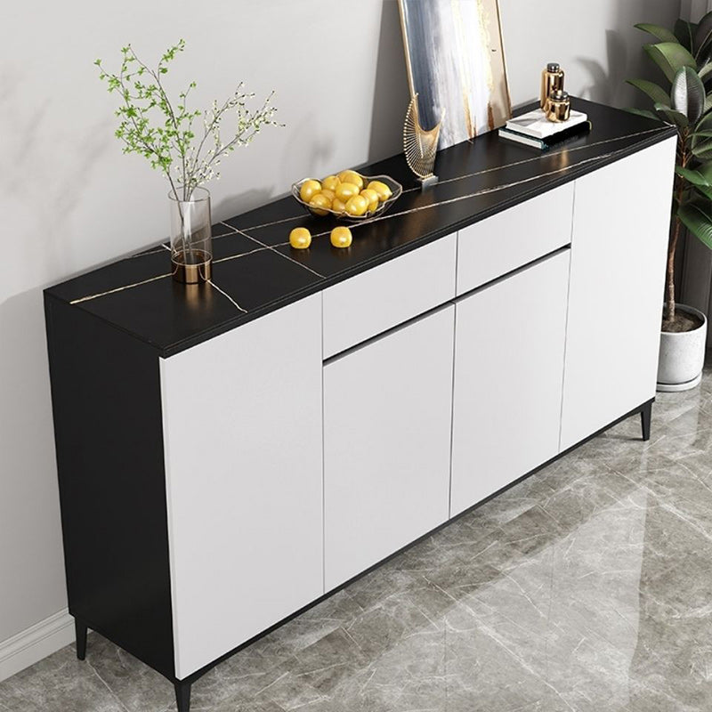 Modern Marble Sideboard Table 2-Drawer 80-inch Sideboard in White