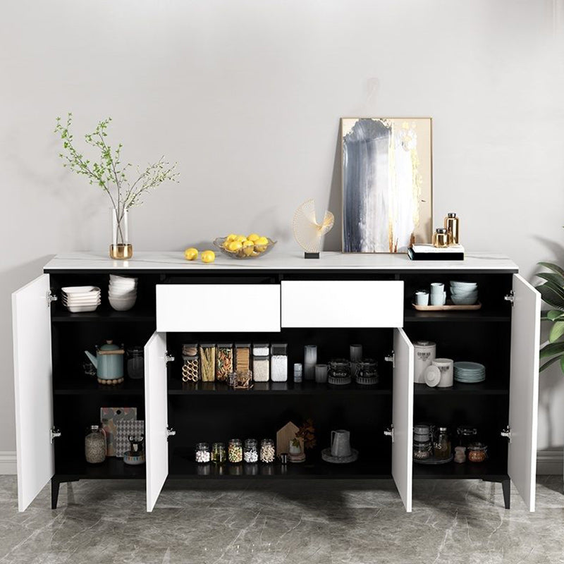 Modern Marble Sideboard Table 2-Drawer 80-inch Sideboard in White