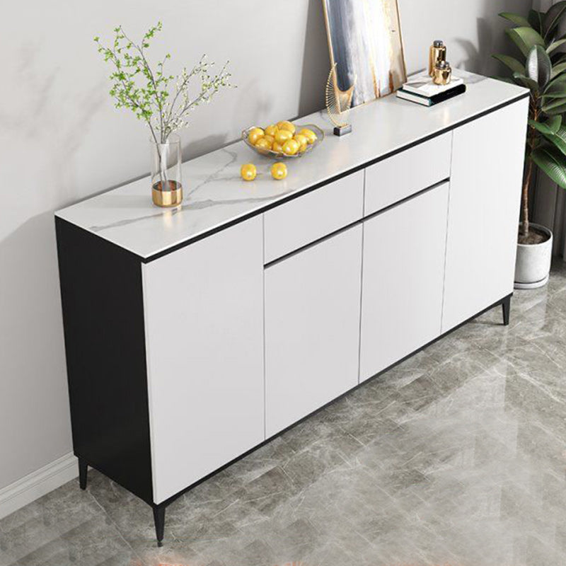 Modern Marble Sideboard Table 2-Drawer 80-inch Sideboard in White