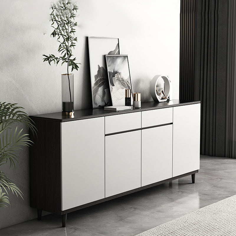 Modern Marble Sideboard Table 2-Drawer 80-inch Sideboard in White