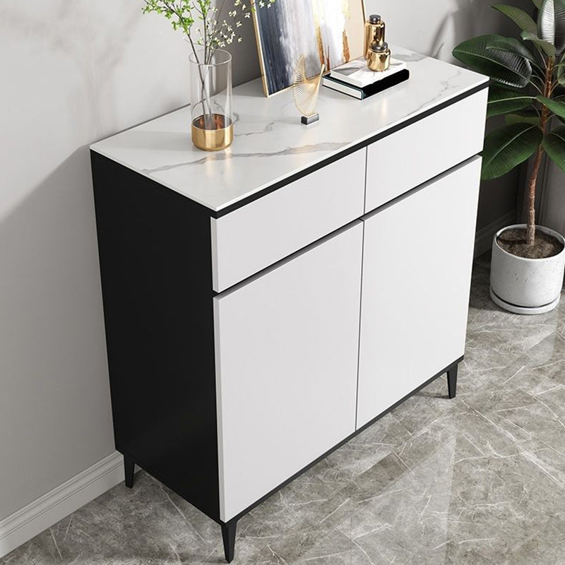 Modern Marble Sideboard Table 2-Drawer 80-inch Sideboard in White