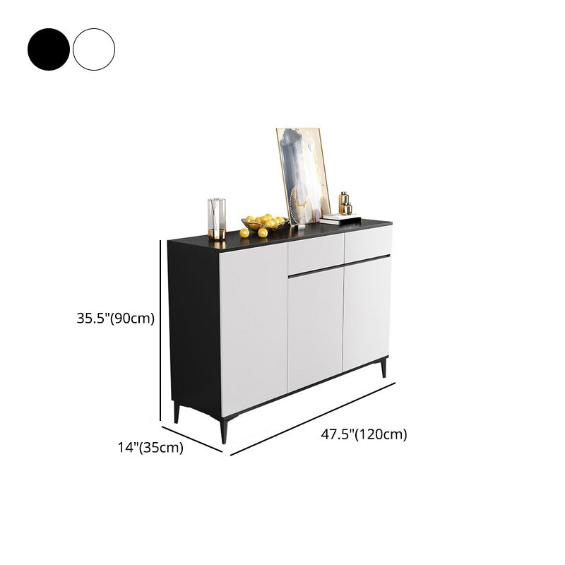 Modern Marble Sideboard Table 2-Drawer 80-inch Sideboard in White