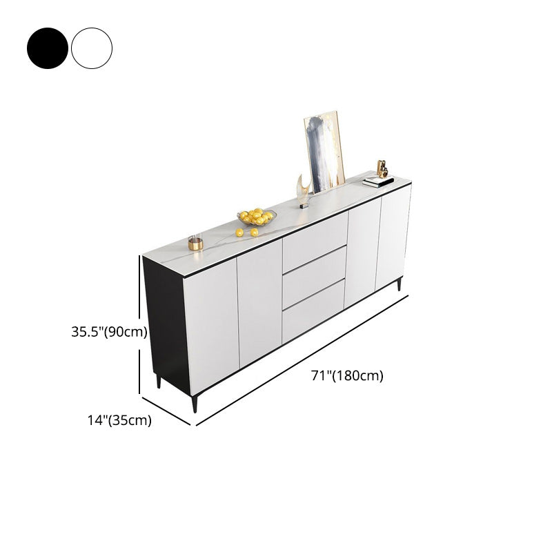 Modern Marble Sideboard Table 2-Drawer 80-inch Sideboard in White