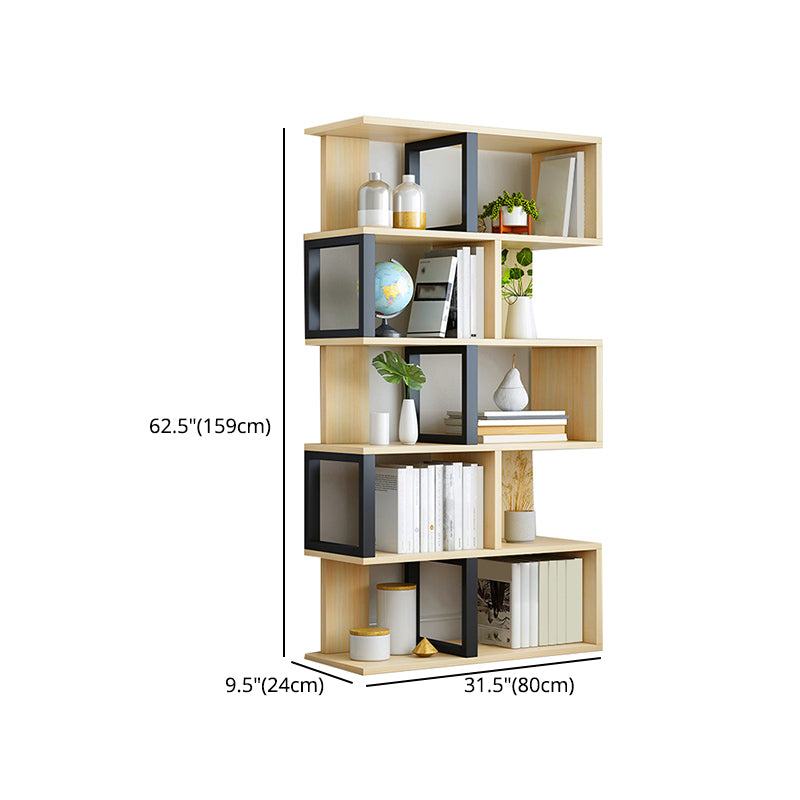 Wood Standard Bookcase Contemporary Style Open Back Bookshelf for Home Office