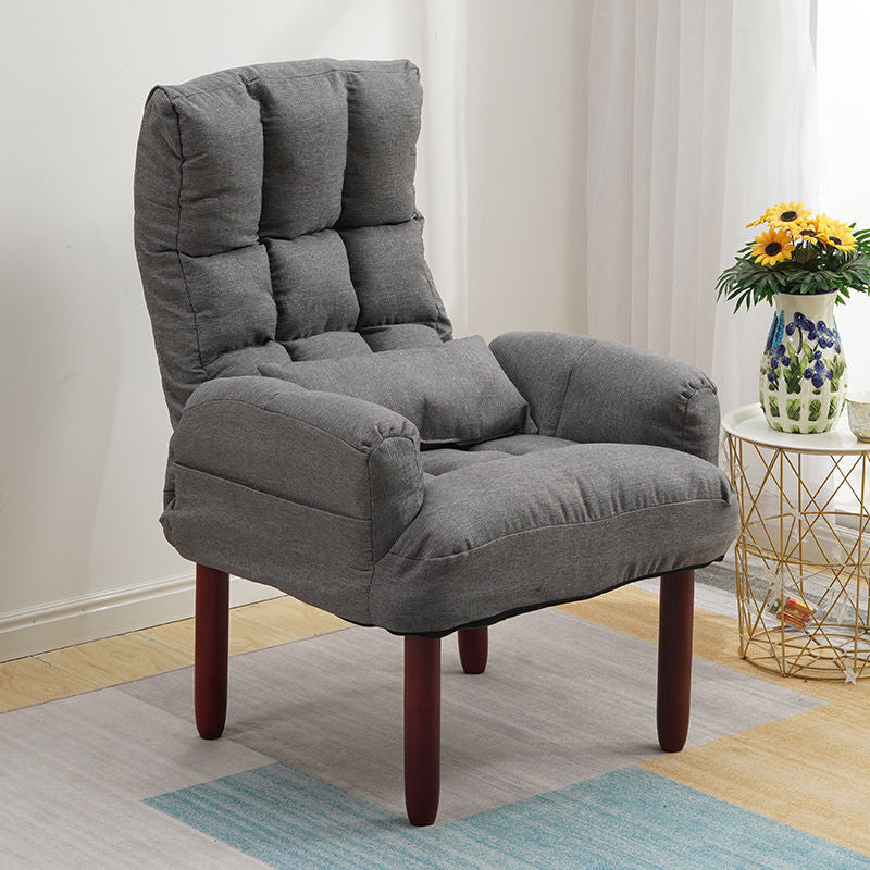 24.80" L x 25.59" W x 37.79" H Linen Convertible Chair Four-Leg Solid Wood Accent Chair