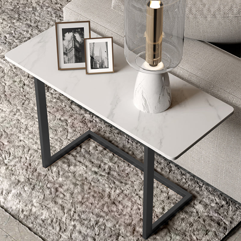 Rectangular Stone Top Corner Table Iron C Side Table 65L X 28W X 55H End Table