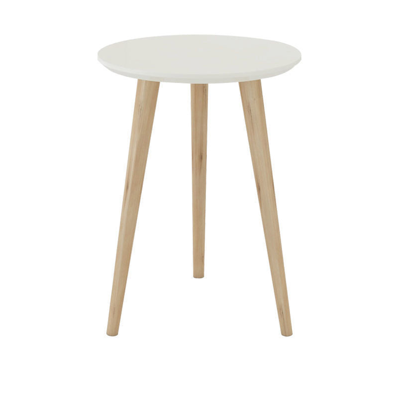 Solid Wood Nordic 3 Legs Side Table Natural/White Round End Table