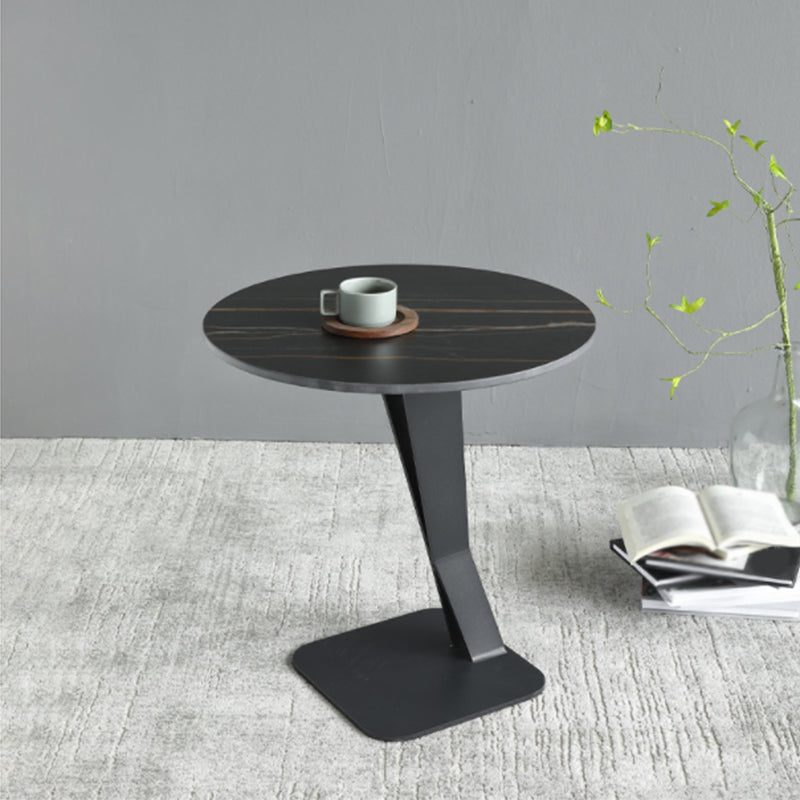 Marble Top End Table Mental Pedestal Sofa Side End Table for Living Room