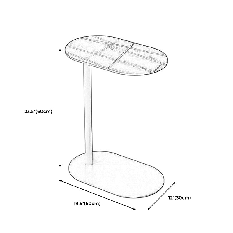 Mid-Century Modern Stone Top Side Table Elliptical Pedestal End Table
