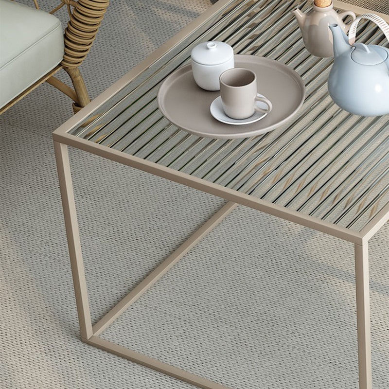 Modern Style Black/off-white/gold Metal Base Square Side Table