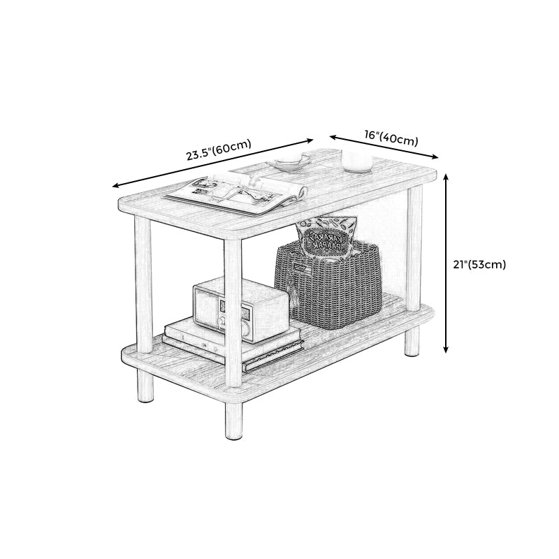 Square/Retangular Side Table Wood End Snack Table with 4 Legs for Living Room