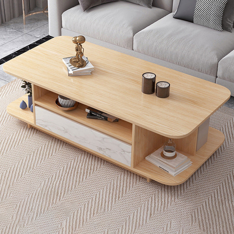 Modern Tray Top Coffee Table Wooden 4 Legs Cocktail Table for Home