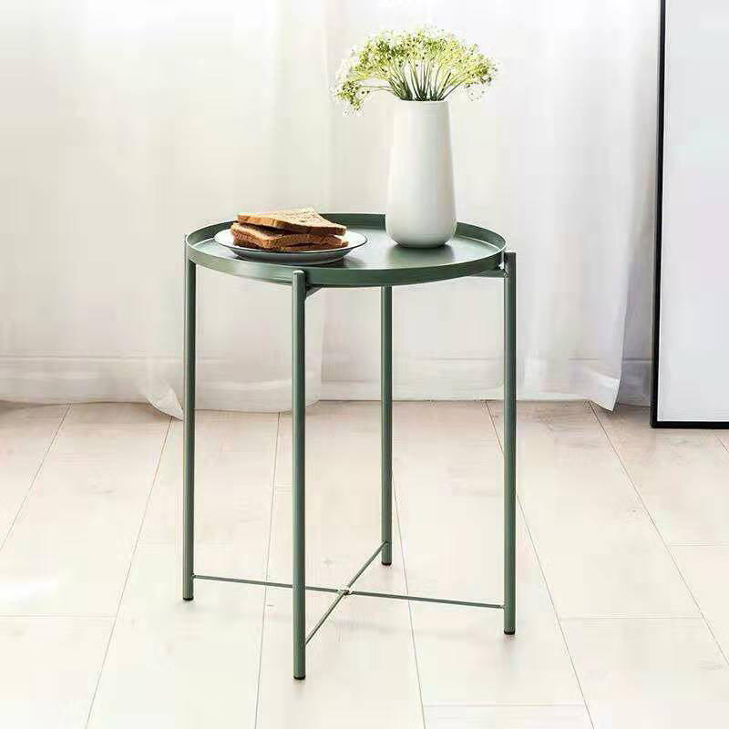 1 Single Modern Round Metal Coffee Table with Four Legs for Living Room