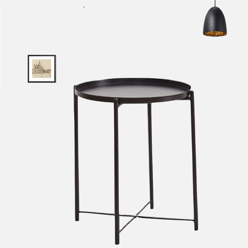 1 Single Modern Round Metal Coffee Table with Four Legs for Living Room