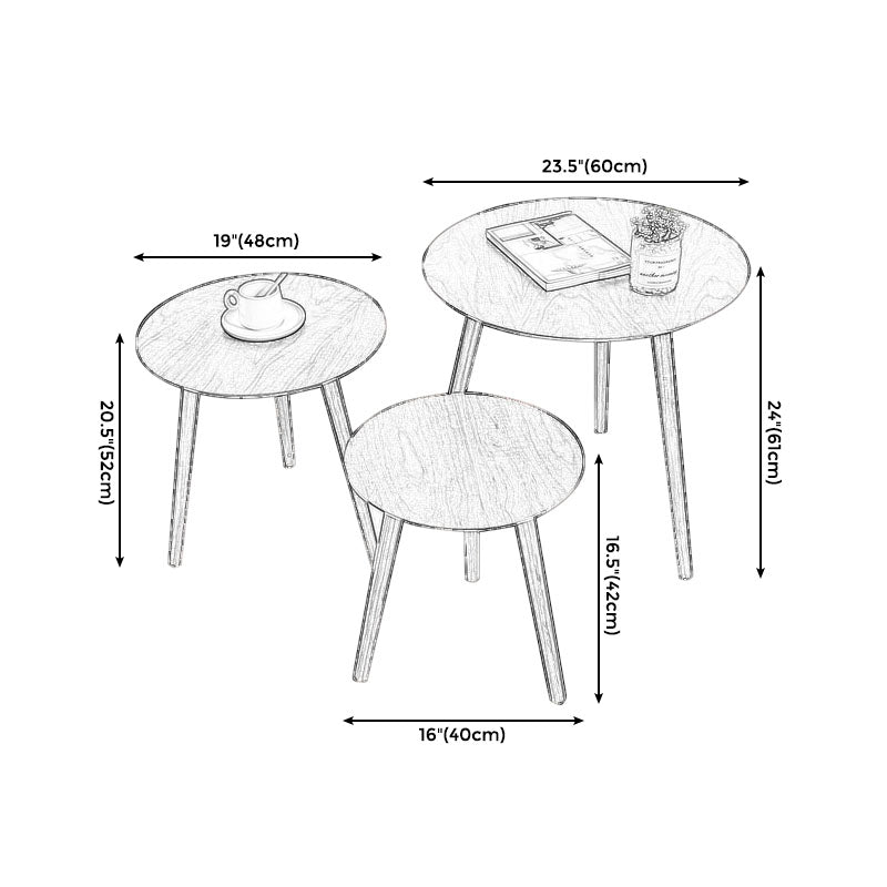 Modern 3 Legs Cocktail Table Round Wood Coffee Table - Brown