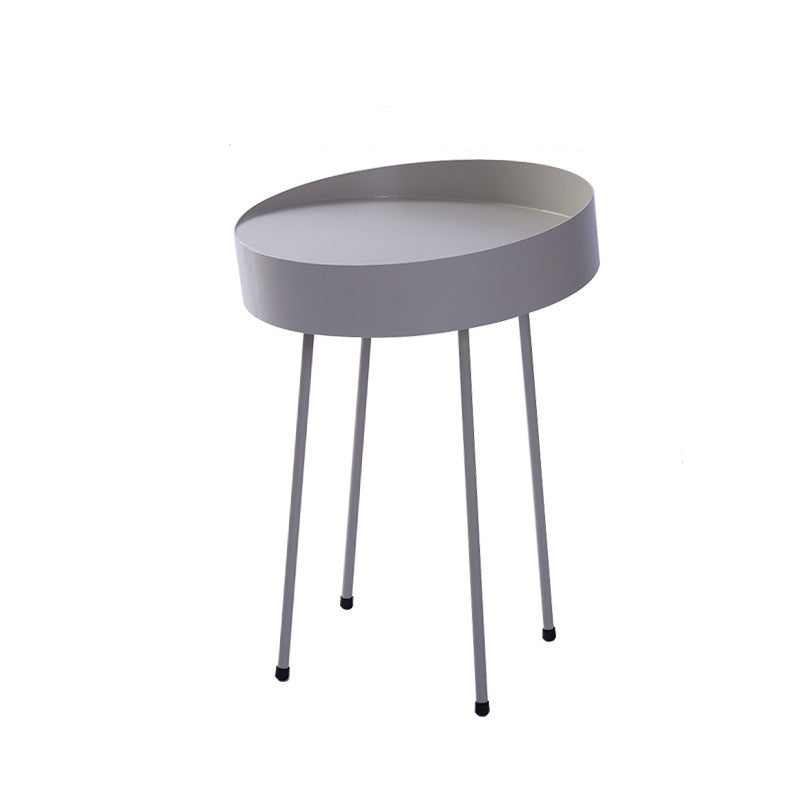 Round with Metal Accents Coffee Table Modern 4 Legs Cocktail Table