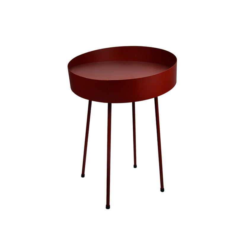 Round with Metal Accents Coffee Table Modern 4 Legs Cocktail Table