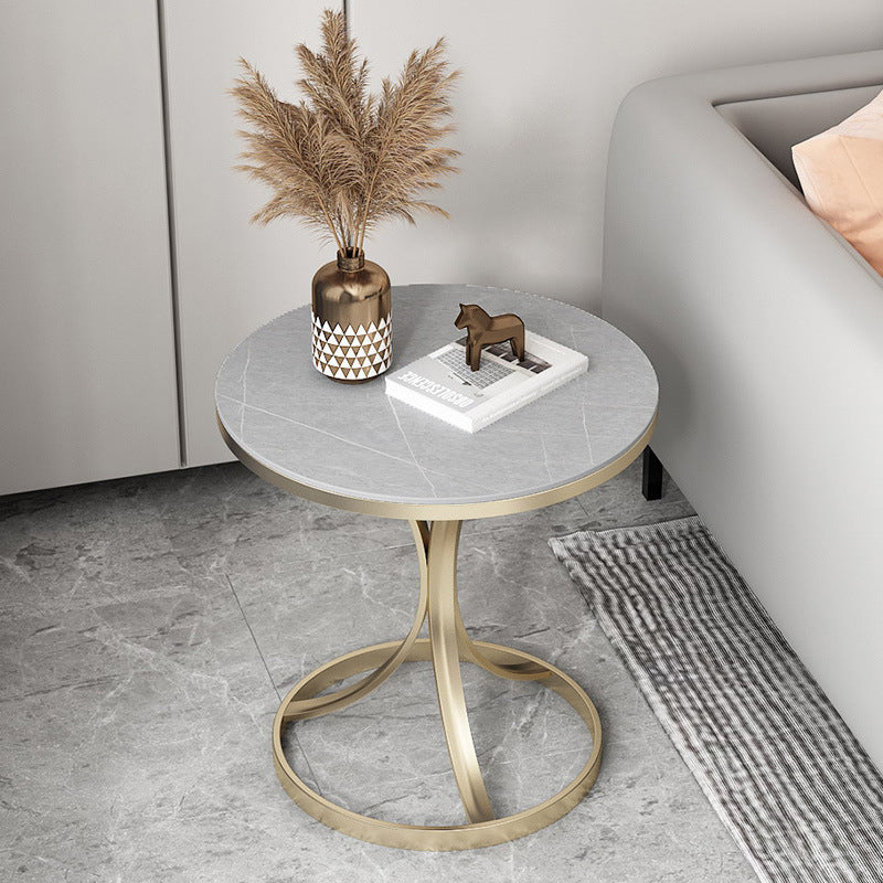 Modern Faux Marble Top End Table 21.6 "Tall Pedestal End Table