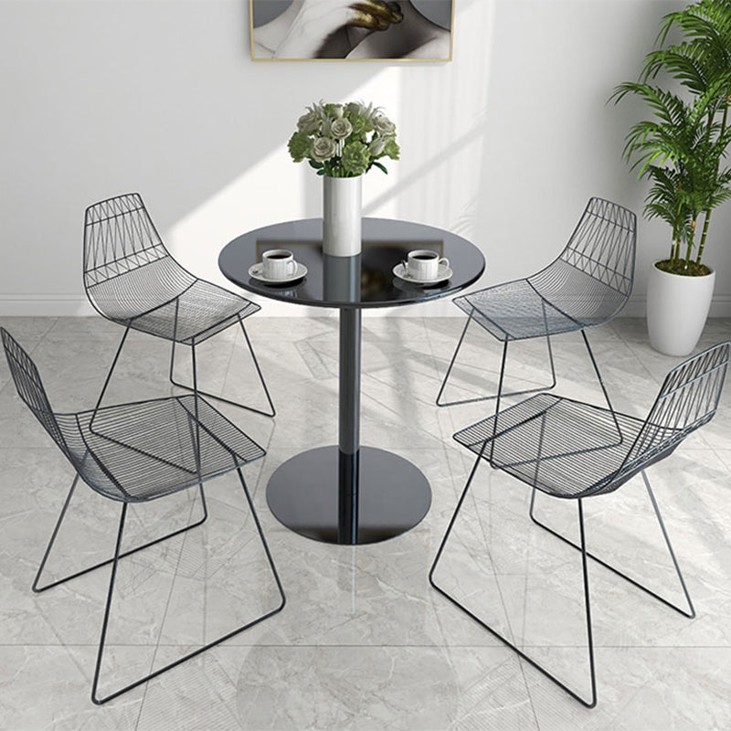 Round Metallic Side Table Contemporary Pedestal Side End Table