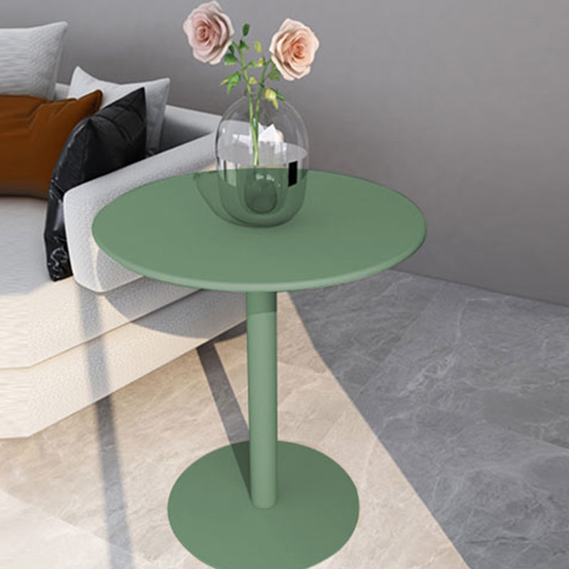 Round Metallic Side Table Contemporary Pedestal Side End Table