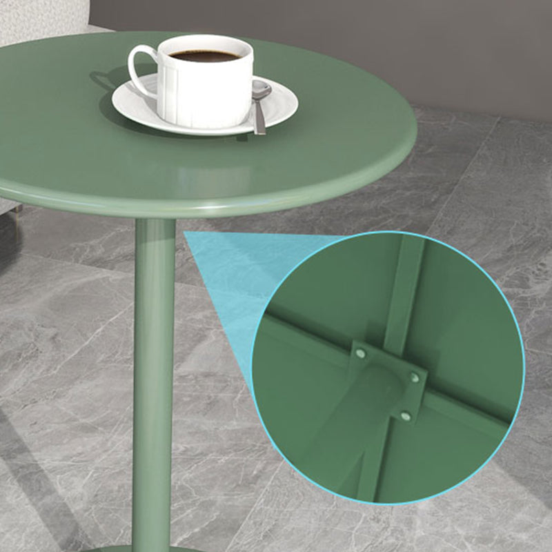 Round Metallic Side Table Contemporary Pedestal Side End Table