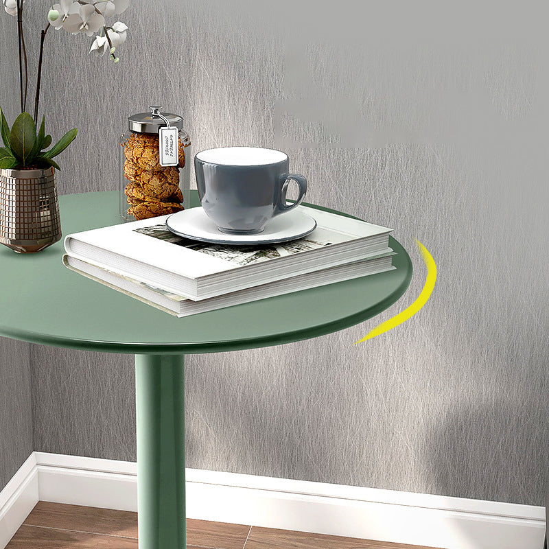 Round Metallic Side Table Contemporary Pedestal Side End Table