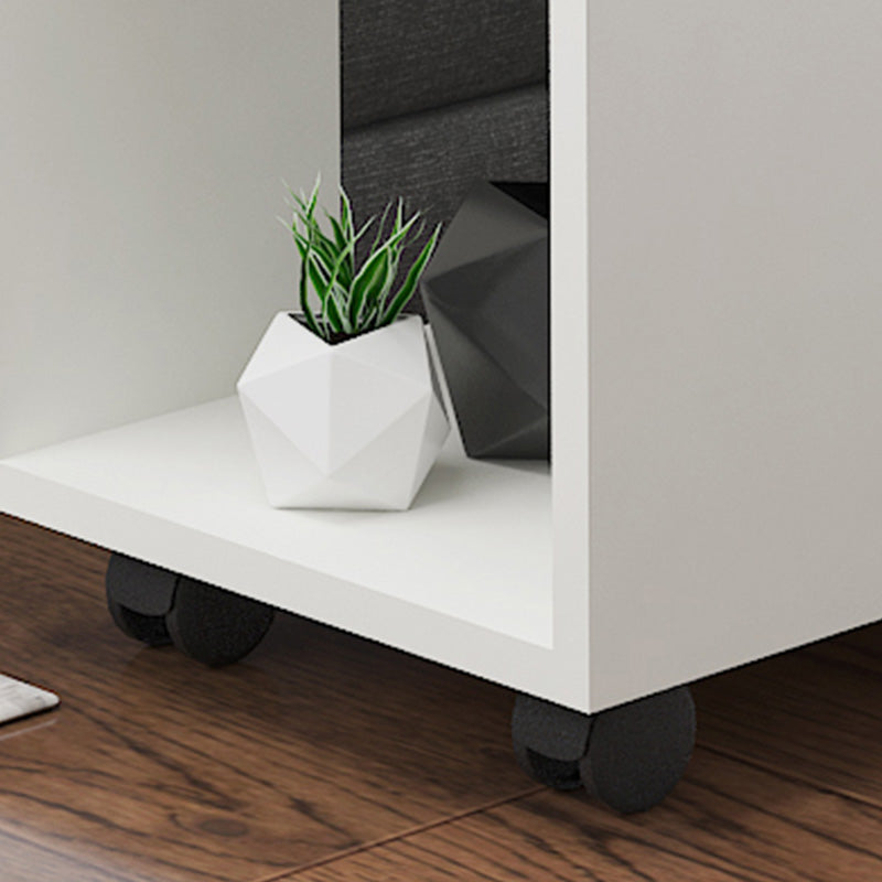 Wood Rectangular Side Table Modern Side End Table  with Shelves for Living Room