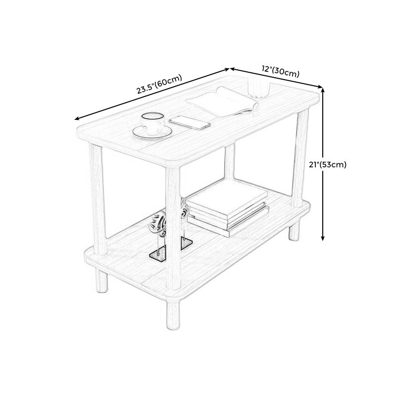 Double Tier End Table with Shelf Modern Sofa Side Table for Living Room