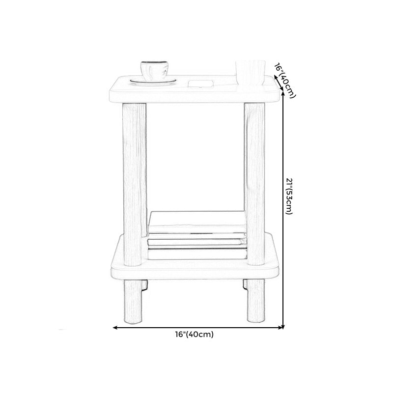 Double Tier End Table with Shelf Modern Sofa Side Table for Living Room